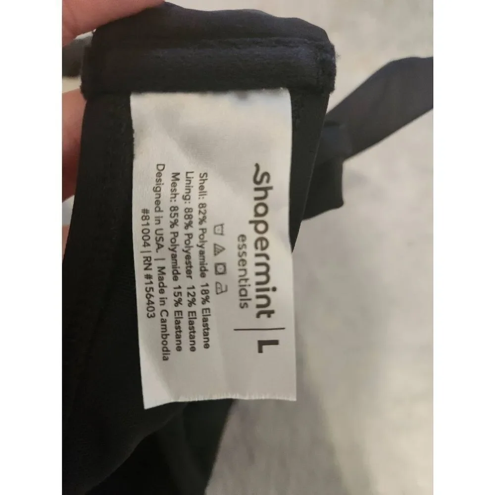 NWT Shapermint Essentials Full Coverage Halter Bikini Top Size L Black